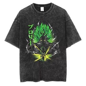 Graphic Black T-Shirt with Green and Yellow Design